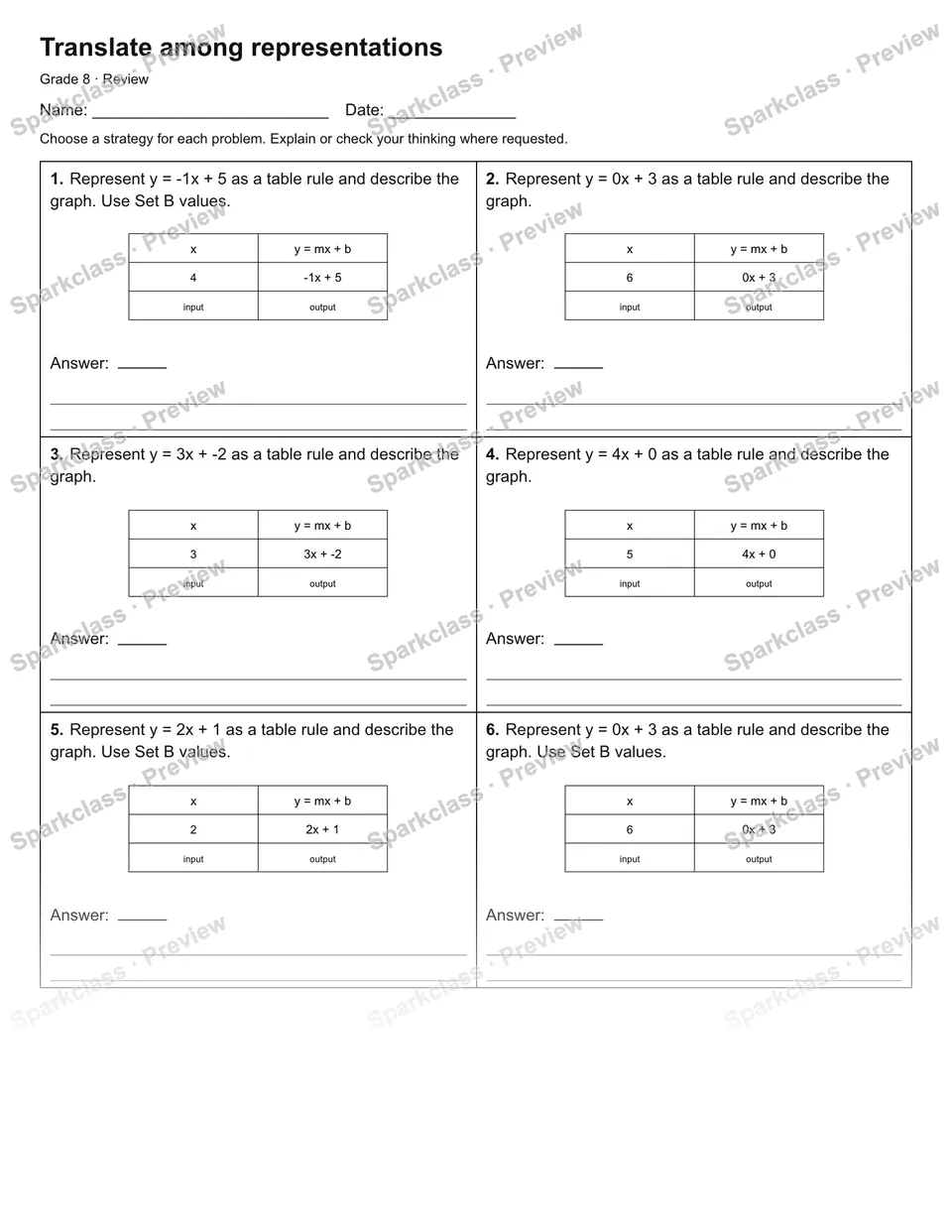 Translate among representations — Review — page 1