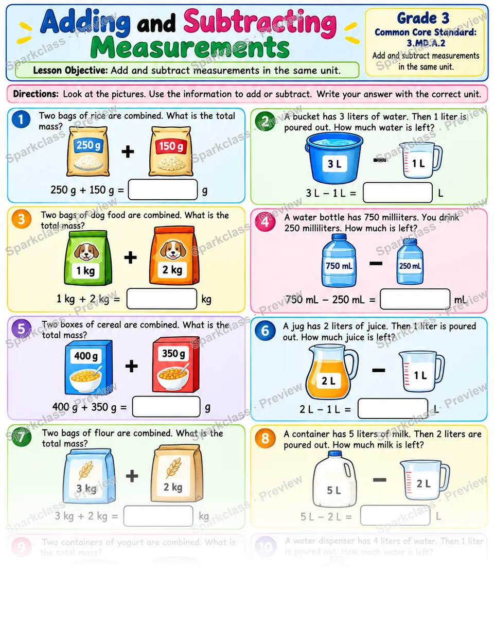 Add Subtract Measurements 01 — page 1