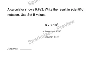 Interpret calculator notation — Grade 8 problem preview