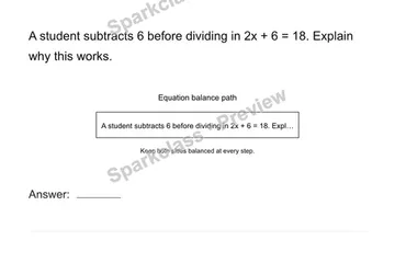 Explain an algebra error — Grade 8 problem preview
