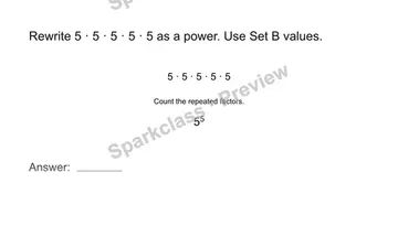Rewrite repeated multiplication — Grade 8 problem preview