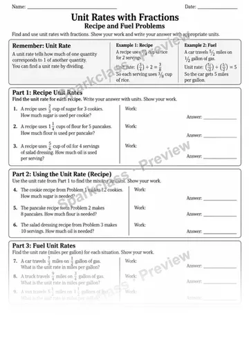 7.RP.A.1 · Unit Rates with Fractions · Variant 2 — Grade 7 worksheet preview
