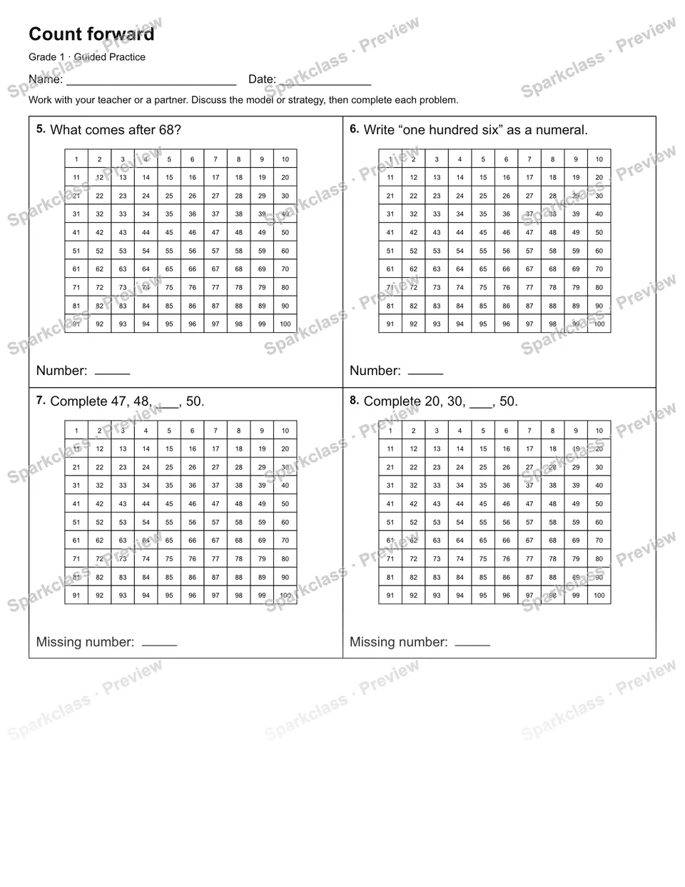 Count forward — Guided Practice — page 2