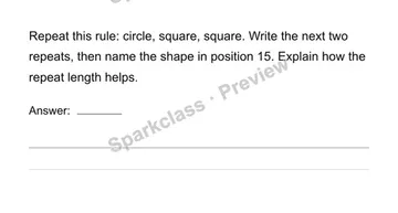 Generate a repeating shape pattern — Grade 4 problem preview