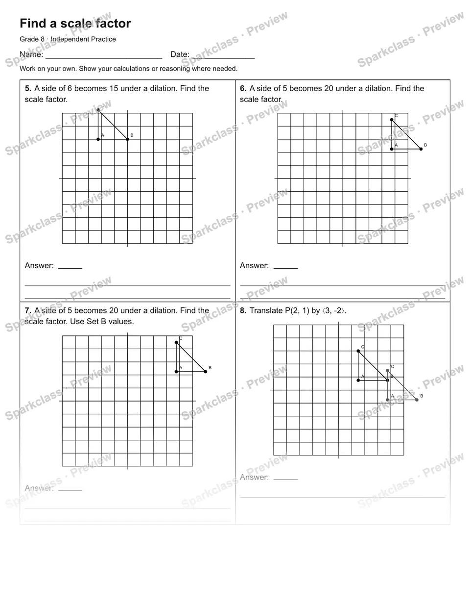 Find a scale factor — Independent Practice — page 2
