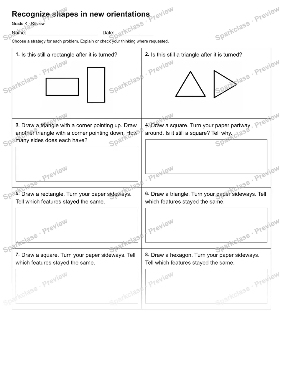 Recognize shapes in new orientations — Review — page 1