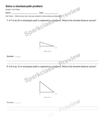 Solve a shortest-path problem — Exit Ticket — Grade 8 worksheet preview
