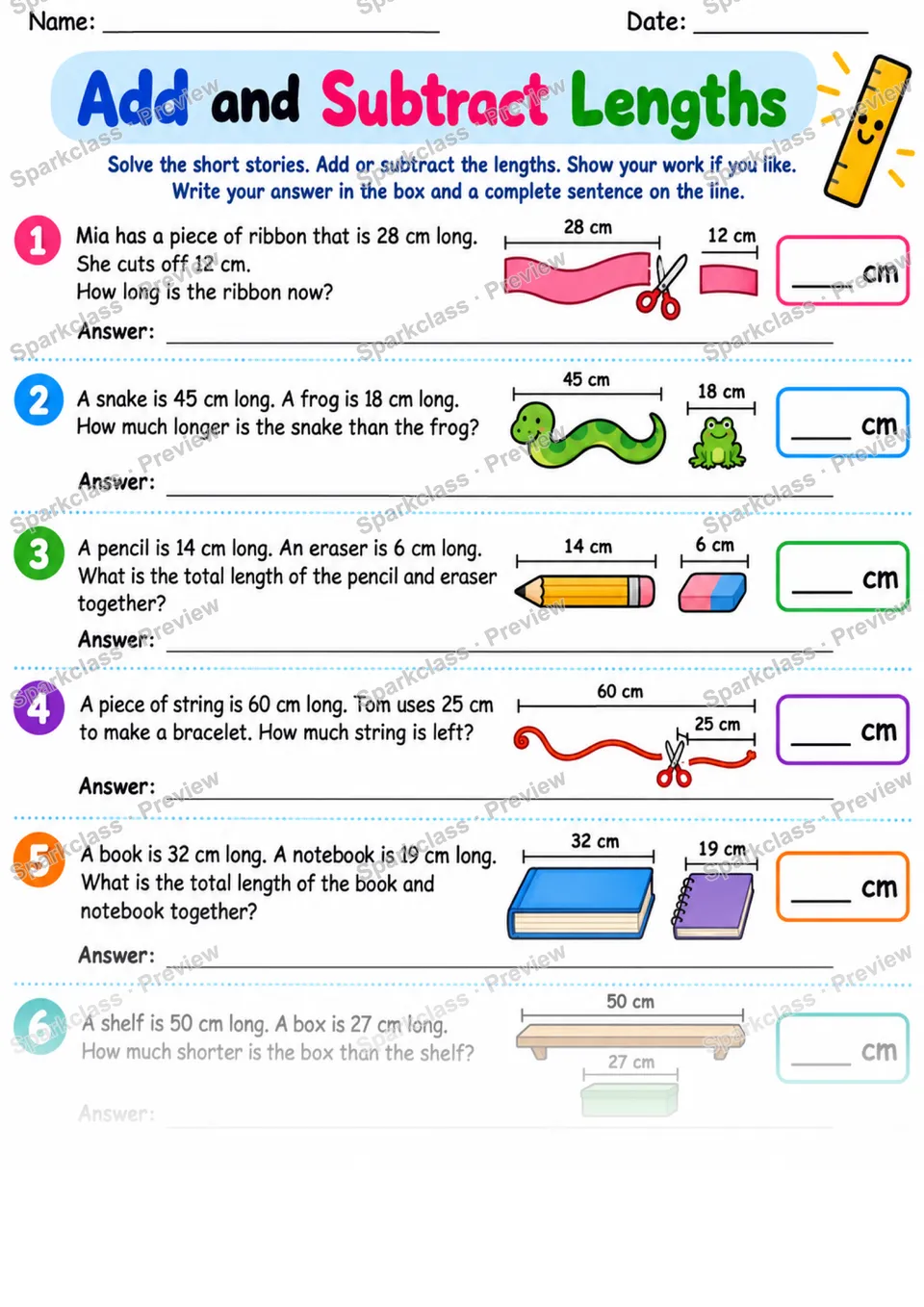 2.MD.B.5 · Length Stories Homework — page 1