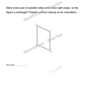 Classify a rotated quadrilateral — Grade 4 problem preview
