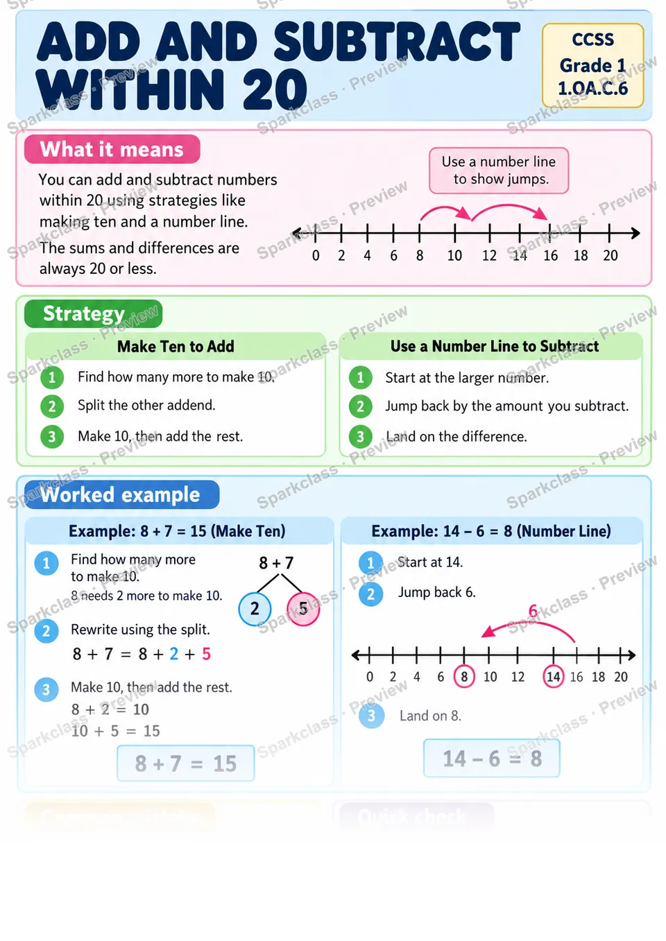 Knowledge Guide · Add and Subtract Within 20 — page 1