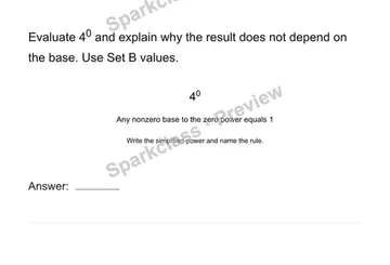 Interpret zero and negative exponents — Grade 8 problem preview