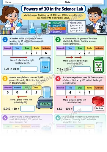 Powers of 10 and Place Value — Grade 5 worksheet preview