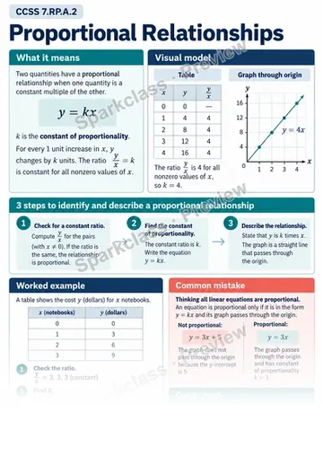 Knowledge Guide · Recognize and represent proportional relationships — Grade 7 worksheet preview