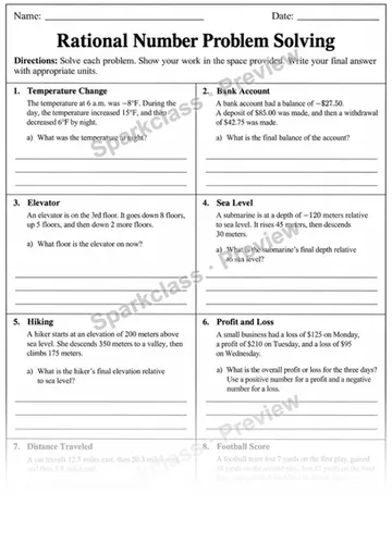 7.NS.A.3 · Solve problems with rational numbers — Grade 7 worksheet preview
