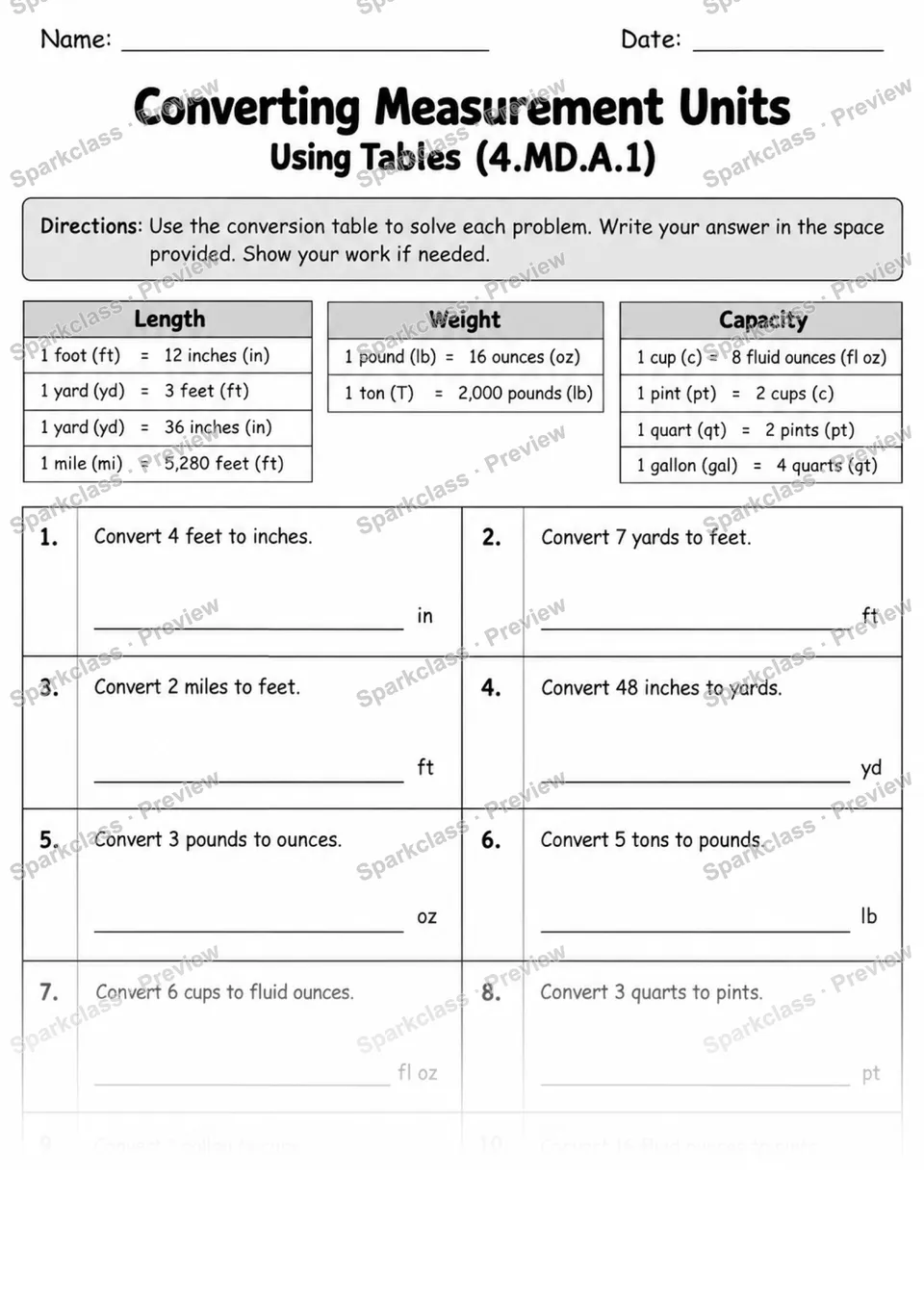 4.MD.A.1 · 1 Measurement Units Variant 01 — page 1