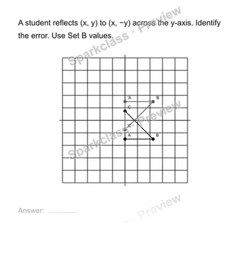 Find an error in a transformation — Grade 8 problem preview