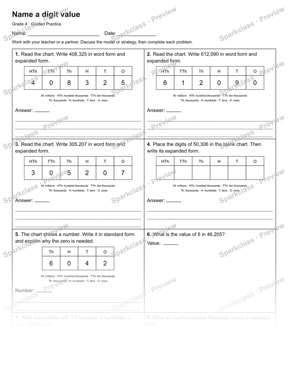 Name a digit value — Guided Practice — page 1