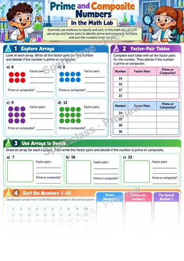Prime and Composite Numbers — Grade 4 worksheet preview
