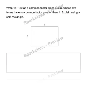 Use the distributive property with common factors — Grade 6 problem preview