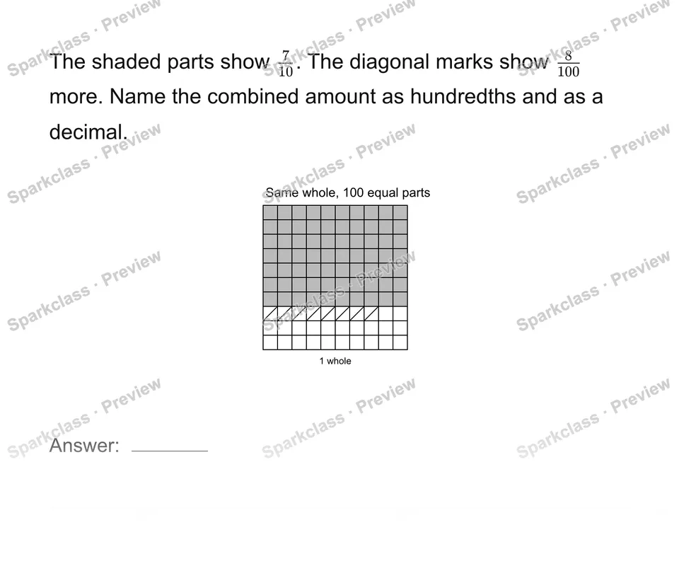 Combine two kinds of hundredths — page 1