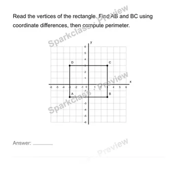 Draw and measure coordinate polygons — Grade 6 problem preview