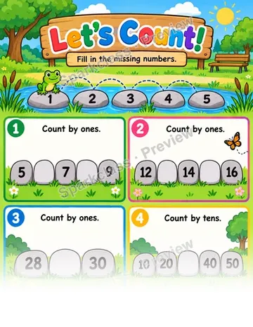 Basic Count to 30 · Missing Numbers — Kindergarten worksheet preview