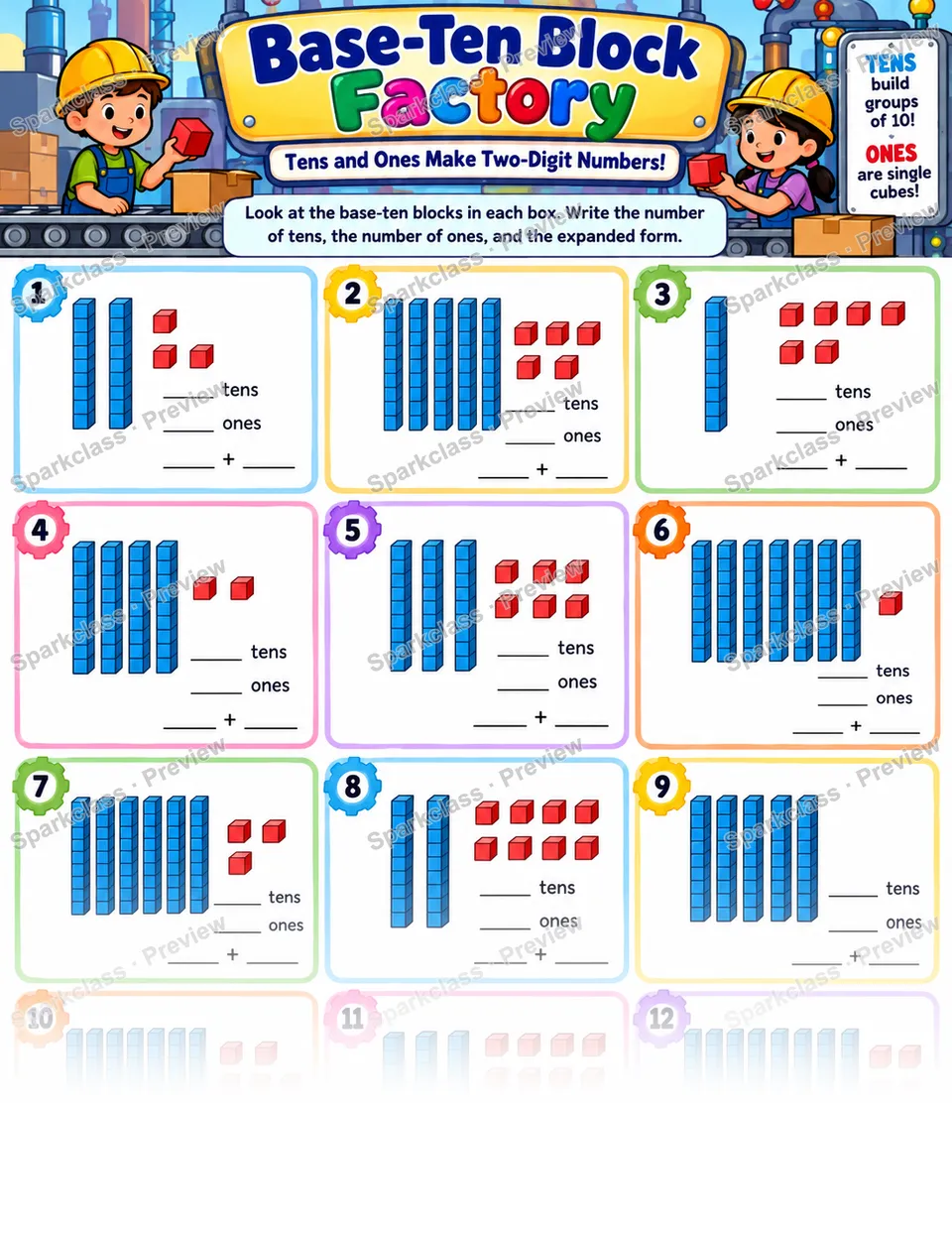 Tens And Ones Base Ten Blocks — page 1