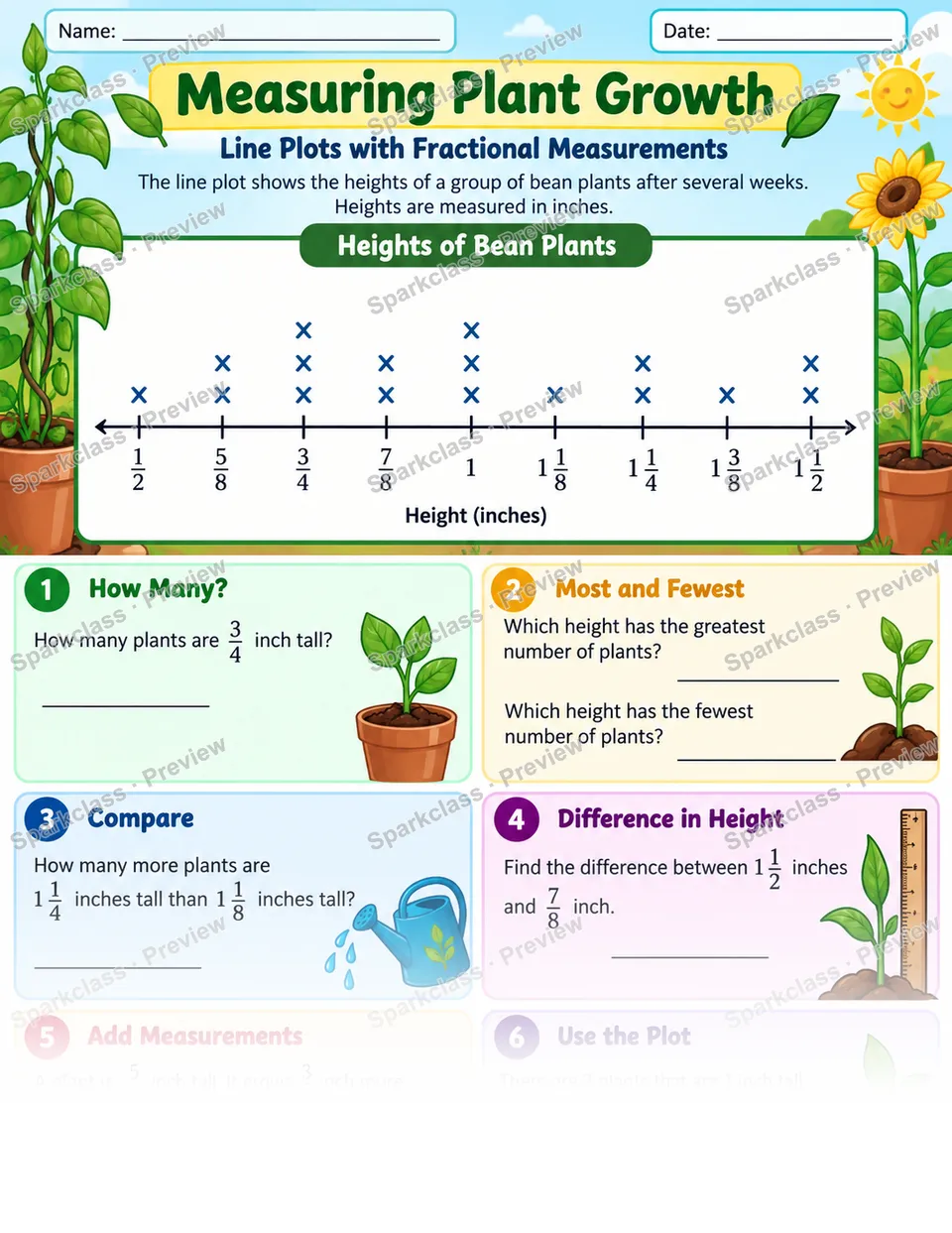 Fractional Line Plot · Plant Growth — page 1