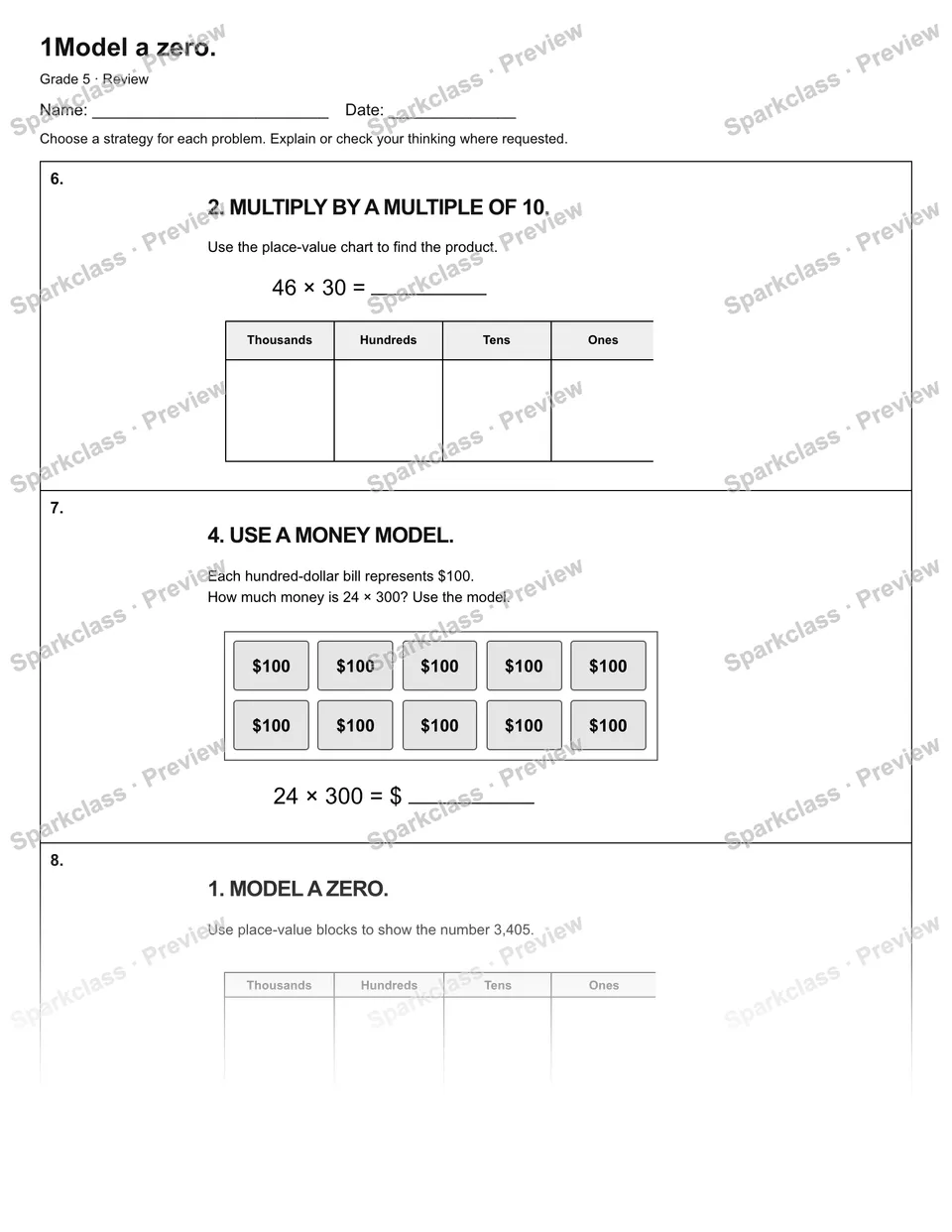 1Model a zero. — Review — page 3