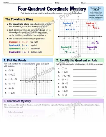 Quadrant Mystery — Grade 6 worksheet preview
