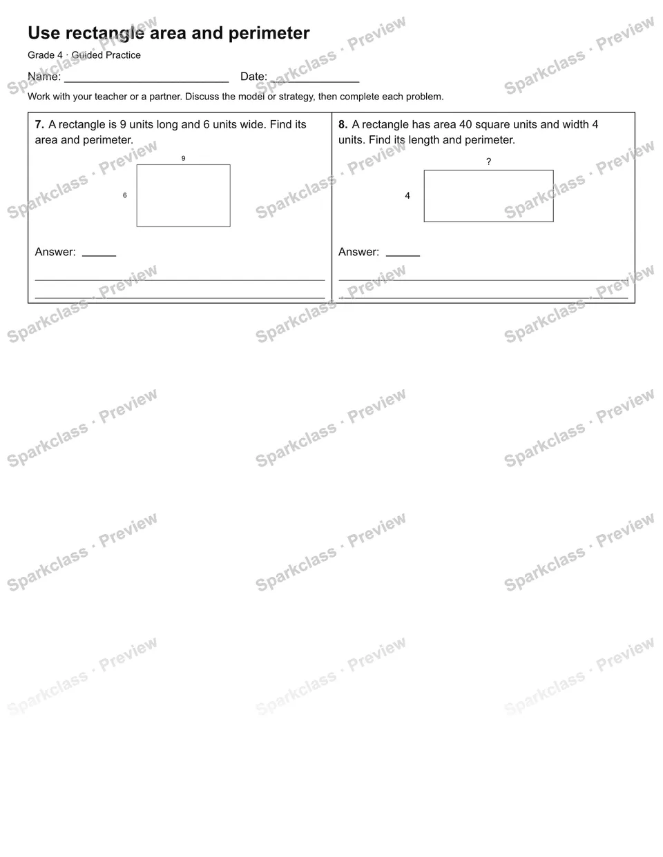 Use rectangle area and perimeter — Guided Practice — page 2
