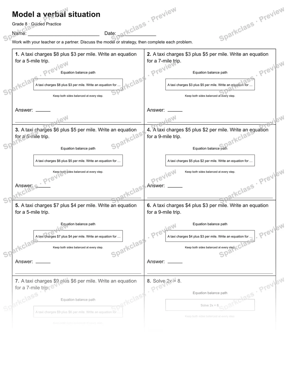 Model a verbal situation — Guided Practice — page 1