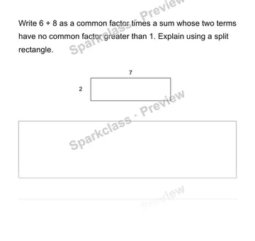 Use the distributive property with common factors — Grade 6 problem preview