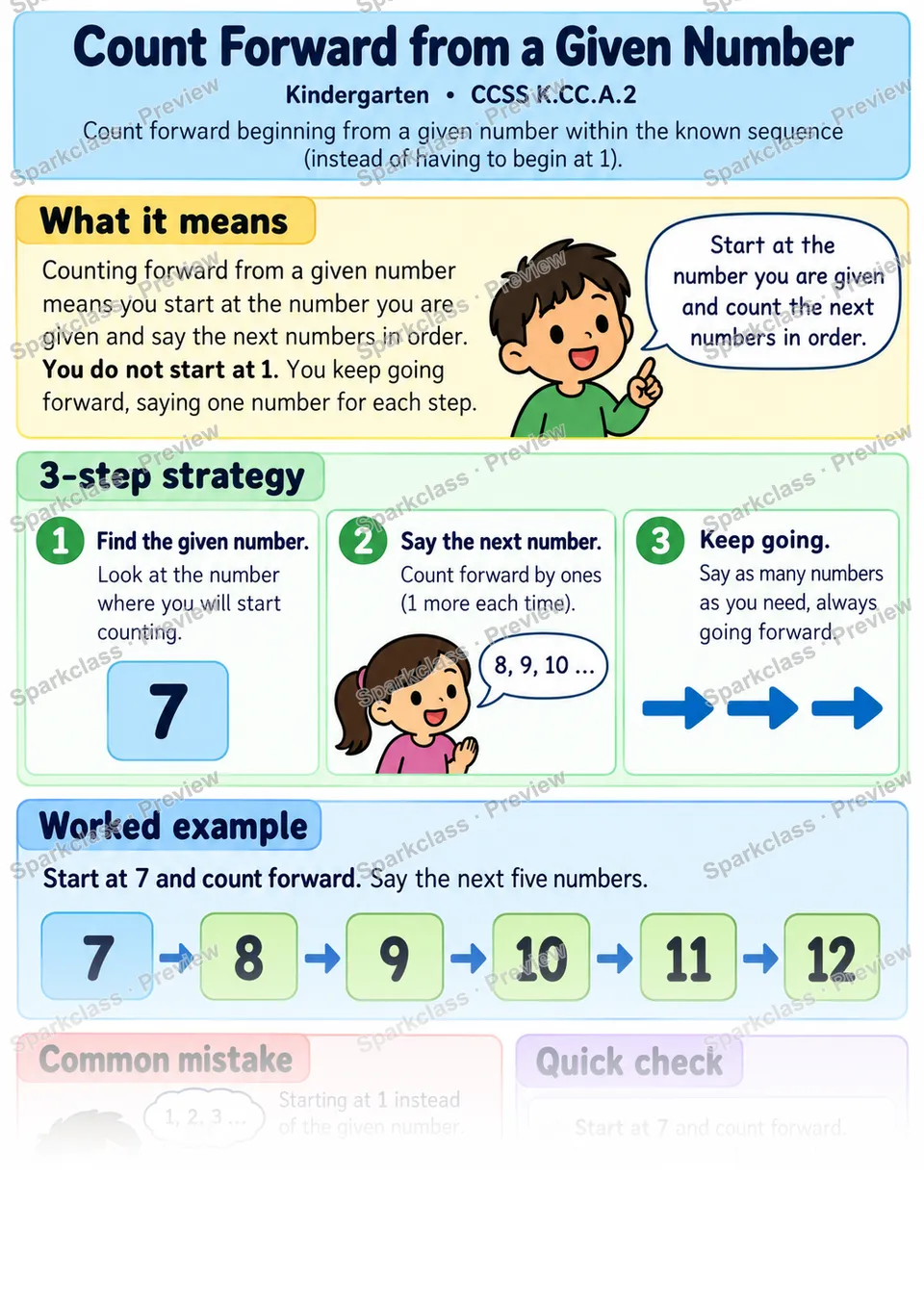 Knowledge Guide · Count Forward from a Given Number — page 1
