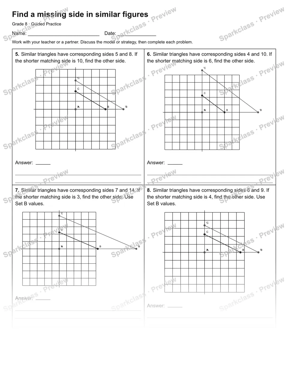 Find a missing side in similar figures — Guided Practice — page 2