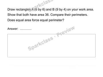 Same area, different perimeter — Grade 4 problem preview