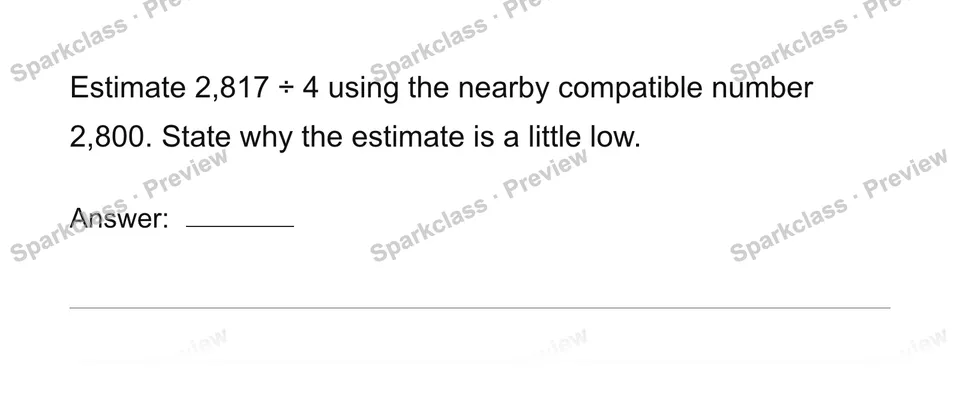 Divide using place value and compatible numbers — page 1