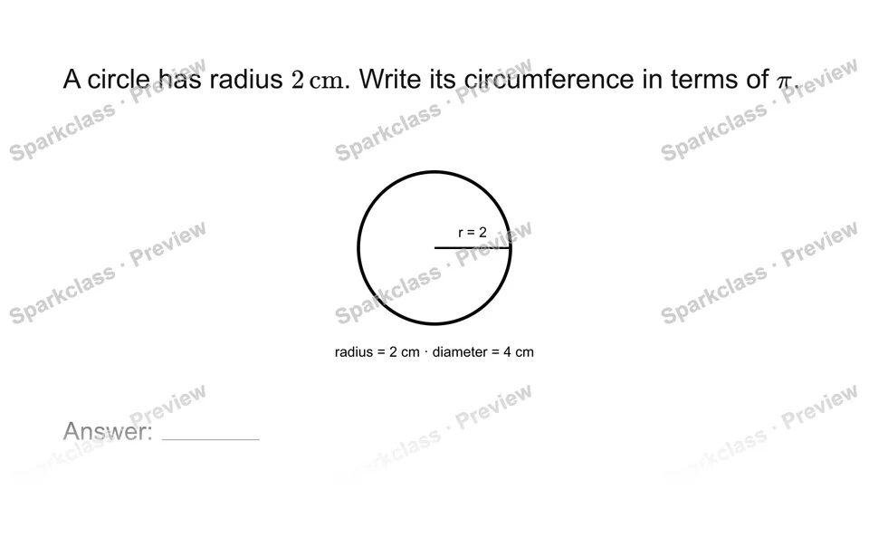 Find circumference in exact form — page 1