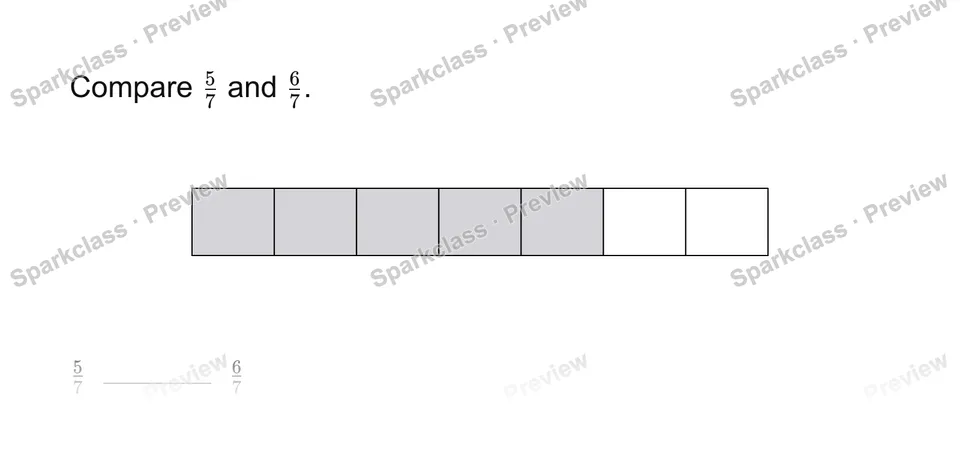 Compare same denominators — page 1