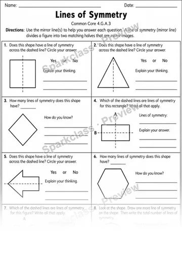 3 Lines Symmetry Variant 2 — Grade 4 worksheet preview