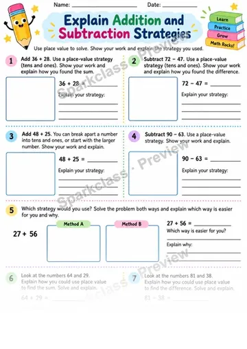 2.NBT.B.9 · Explain Strategies — Grade 2 worksheet preview