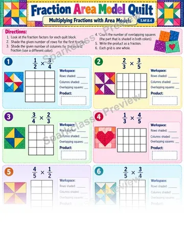Area Models for Fraction Multiplication — Grade 5 worksheet preview