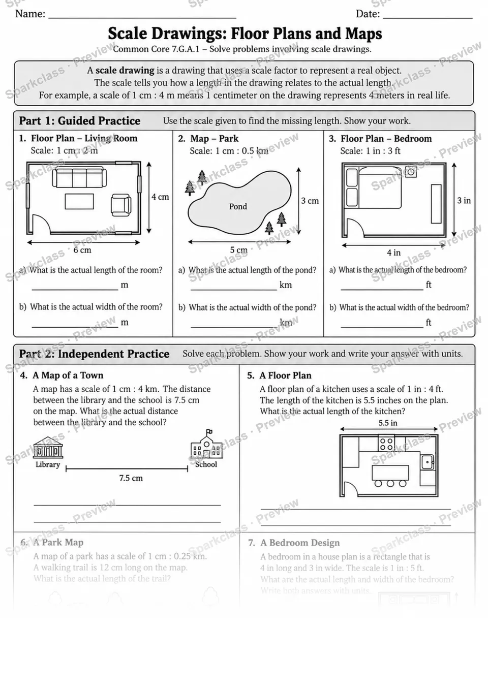 Scale Drawings · Floor Plans and Maps — page 1