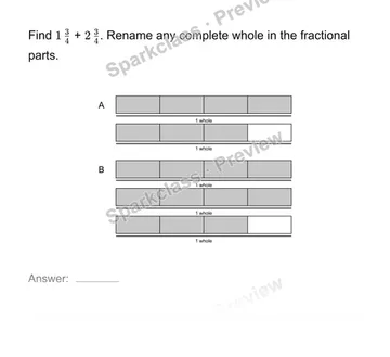 Add mixed numbers — Grade 4 problem preview
