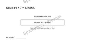 Solve an equation with fractions — Grade 8 problem preview