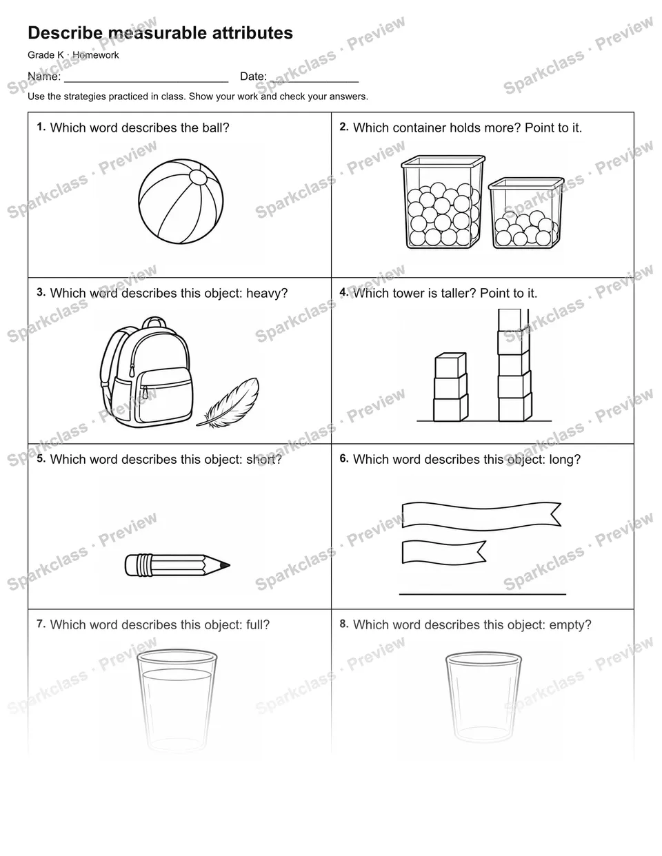 Describe measurable attributes — Homework — page 1