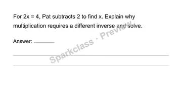 Solve multiplicative one-step equations — Grade 6 problem preview