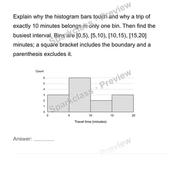 Construct and interpret equal-width histograms — Grade 6 problem preview