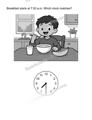 Read a morning time — Grade 2 problem preview