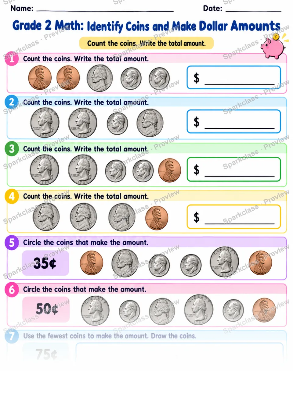 2.MD.C.8 · Money Warmup — page 1